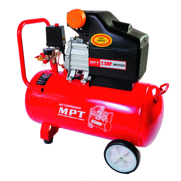 Компрессор MPT PROFI 50 л 2000 Вт/2.5 л. 2850 об/хв 140 л/хв 8 атм 2 виходи мідна обмотка MAC25503