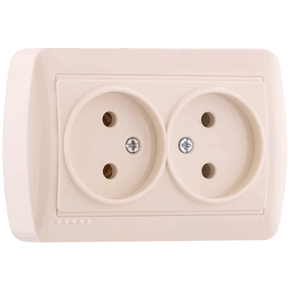 711-0300-128 DEMET Розетка подвійна б/с закритий корпус крем (10шт/120шт)