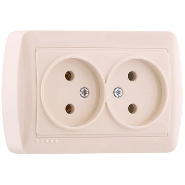711-0300-128 DEMET Розетка подвійна б/с закритий корпус крем (10шт/120шт)