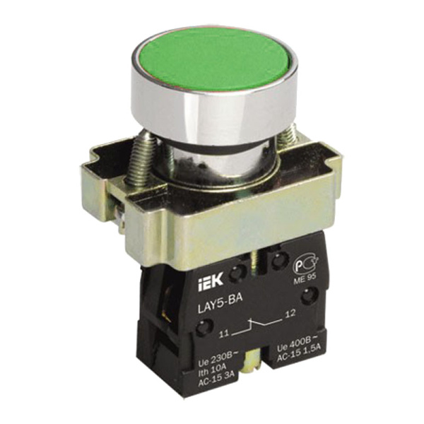 Кнопка керування LAY5-BA31 без підсвічування зелена 1з IEK (BBT60-BA-K06)