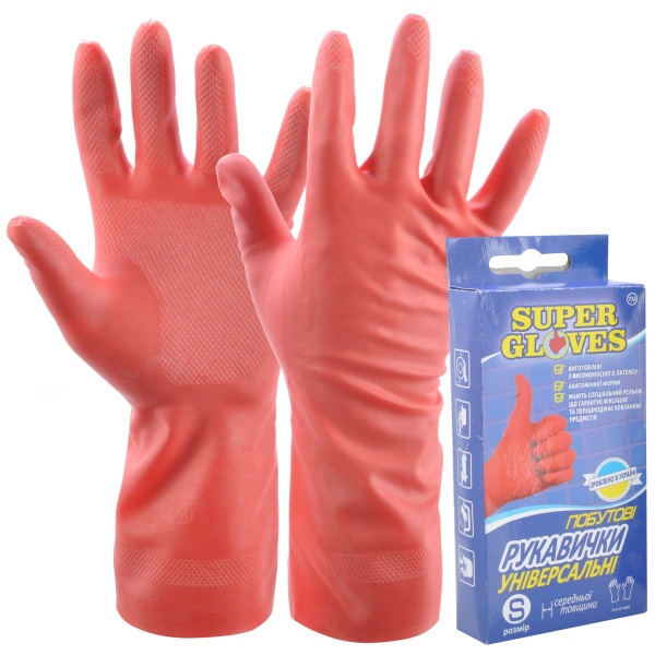 Рукавички гумові Super Gloves Універсальні розмір S Київгума