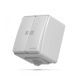 VIDEX BINERA IP65 Выключатель наружный 2кл с подсветкой серый (VF-BNW12L-G) (10/100)