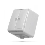 VIDEX BINERA IP65 Выключатель наружный 2кл с подсветкой серый (VF-BNW12L-G) (10/100)