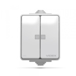 VIDEX BINERA IP65 Выключатель наружный 2кл с подсветкой серый (VF-BNW12L-G) (10/100) - Зображення 2