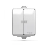 VIDEX BINERA IP65 Выключатель наружный 2кл с подсветкой серый (VF-BNW12L-G) (10/100) - Зображення 2