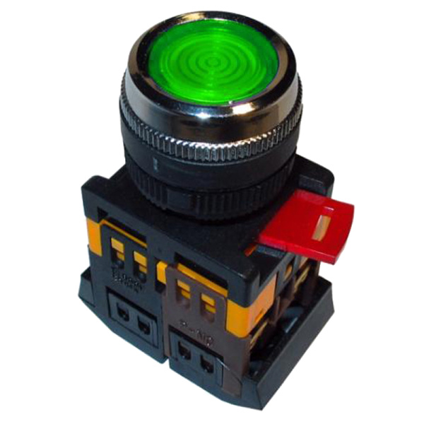 Кнопка ABLFS-22 зелений d22мм неон/240В 1з+1р IEK (BBT30-ABLFS-K06)