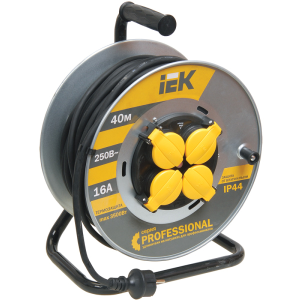 Котушка УК40 на мет з т/з 4 місця 2Р+PЕ/40м КГ 3х2,5мм2 IP44 "Professional" (WKP17-16-04-40-44)