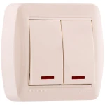 711-0300-112 DEMET Вимикач подвійний з підсвічуванням крем (10шт / 120шт)