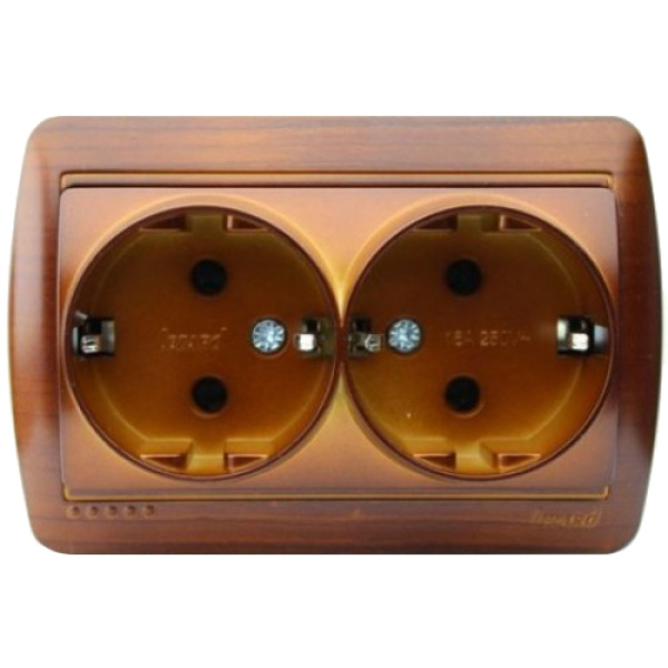 711-0500-127 DEMET Розетка подвійна з/з закритий корпус Махагон (10шт/120шт)