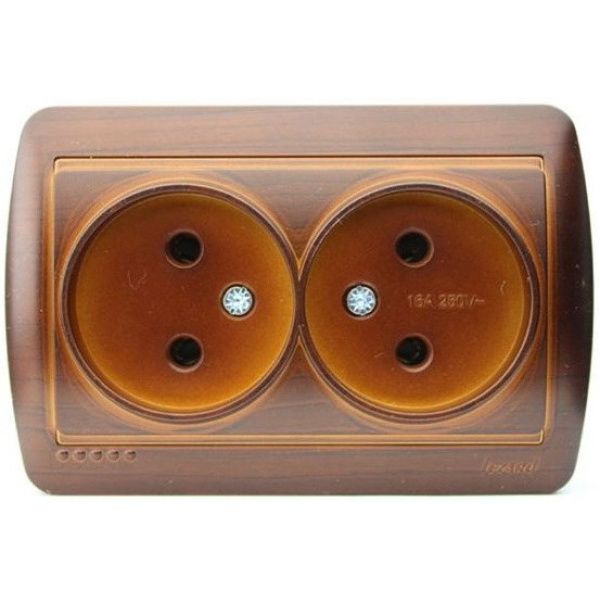 711-0400-128 DEMET Розетка подвійна б/з закритий корпус Античний Кедр (10шт/120шт)