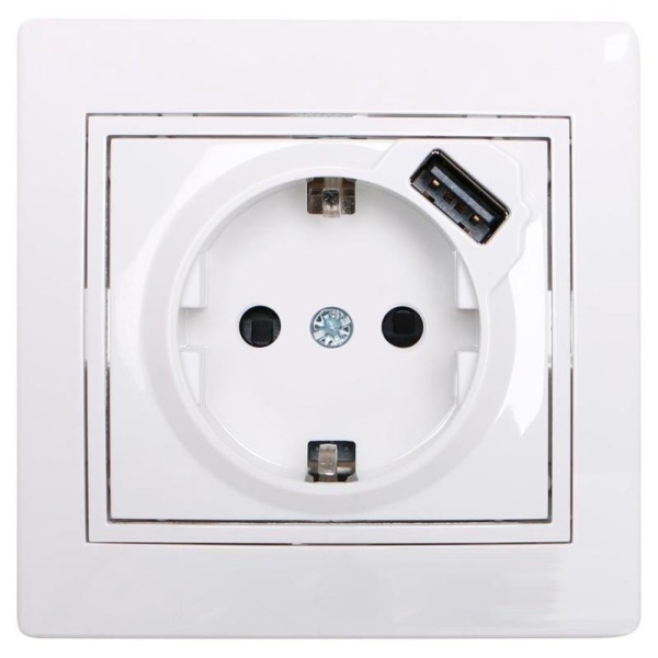 701-0202-181 MIRA Розетка з/с + USB біла (10/120 шт)