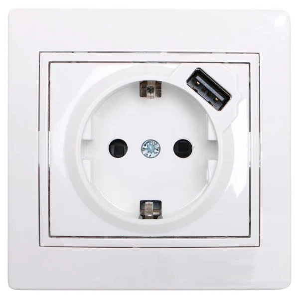 701-0202-181 MIRA Розетка з/с + USB біла (10/120 шт)