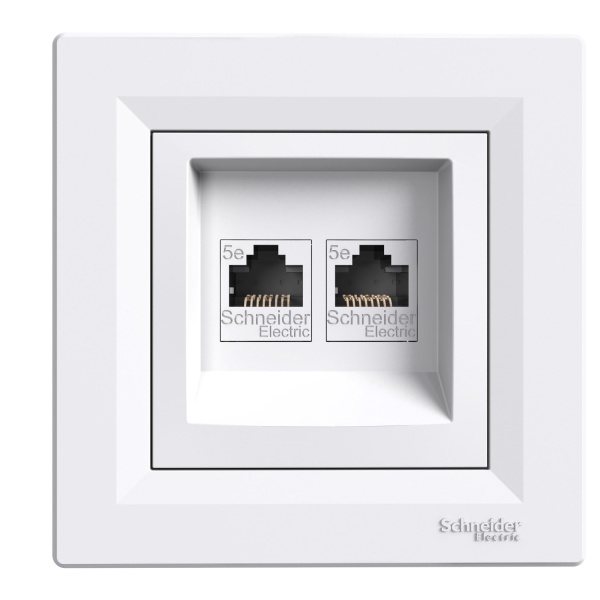 Розетка комп'ютерна RJ45 UTP КАТ. 5Е подвійна біла ASFORA Schneider Electric (EPH4400121)