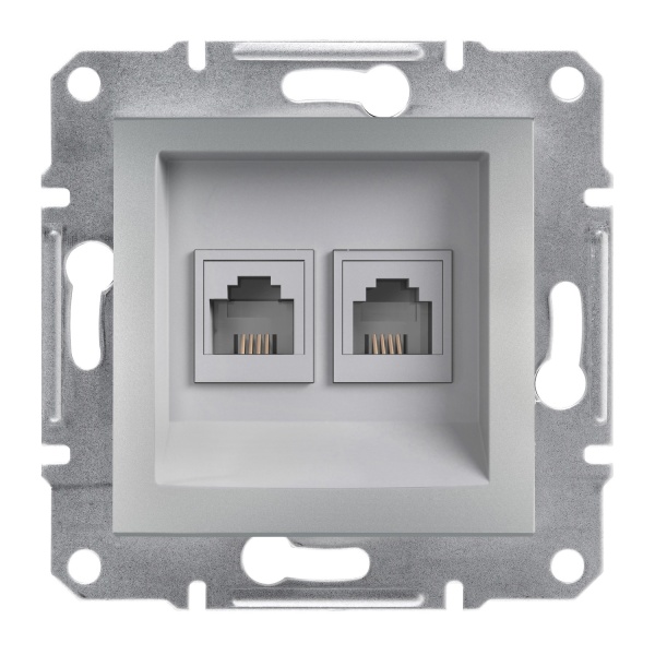 Розетка телефонна RJ11 подвійна ASFORA алюміній Schneider Electric (EPH4200161)