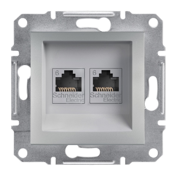 Розетка комп'ютерна RJ45 UTP КАТ.6 подвійна ASFORA алюміній Schneider Electric (EPH4800161)