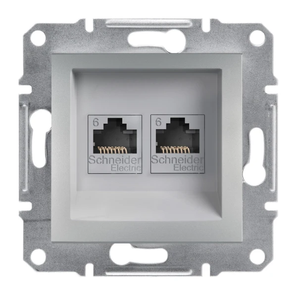 Розетка комп'ютерна RJ45 UTP КАТ.6 подвійна ASFORA алюміній Schneider Electric (EPH4800161)
