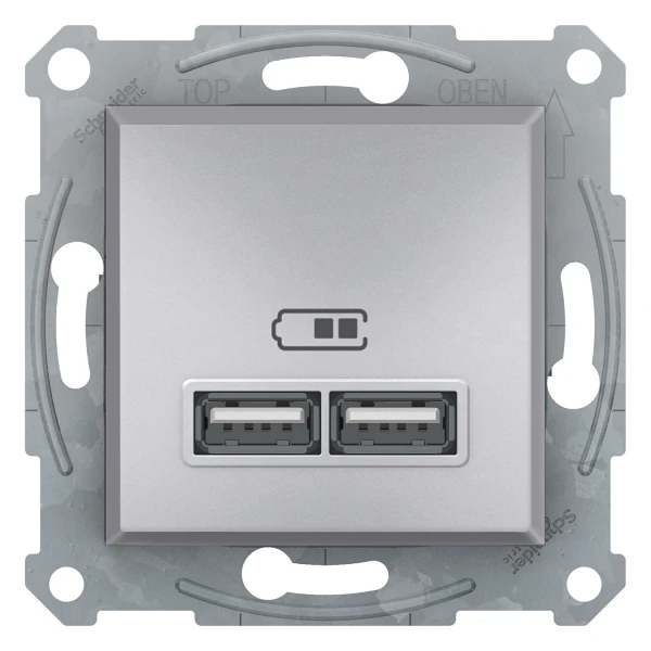 USB Розетка 2,1A алюміній ASFORA Schneider Electric (EPH2700261)