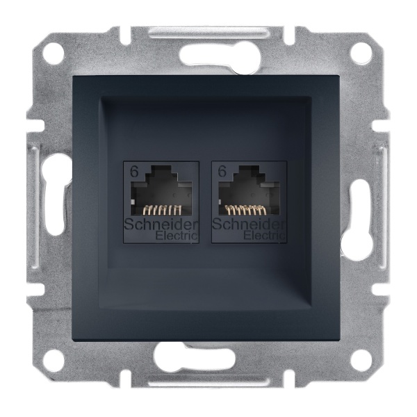Розетка комп'ютерна RJ45 UTP КАТ.6 подвійна ASFORA антрацит Schneider Electric (EPH4800171)