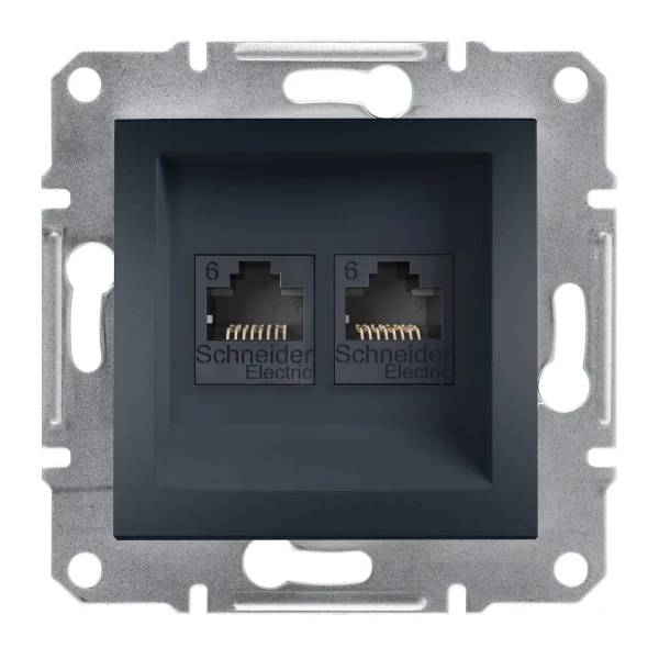 Розетка комп'ютерна RJ45 UTP КАТ.6 подвійна ASFORA антрацит Schneider Electric (EPH4800171)