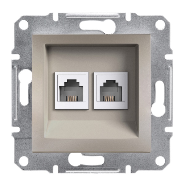 Розетка телефонна RJ11 подвійна ASFORA бронза Schneider Electric (EPH4200169)
