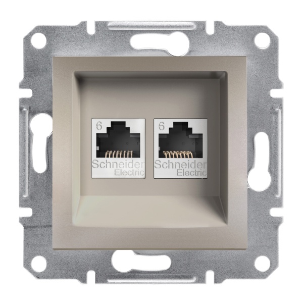 Розетка комп'ютерна RJ45 UTP КАТ.6 подвійна ASFORA бронза Schneider Electric (EPH4800169)