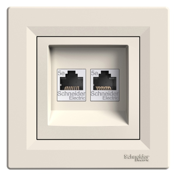 Розетка комп'ютерна RJ45 UTP КАТ. 5Е подвійна крем ASFORA Schneider Electric (EPH4400123)