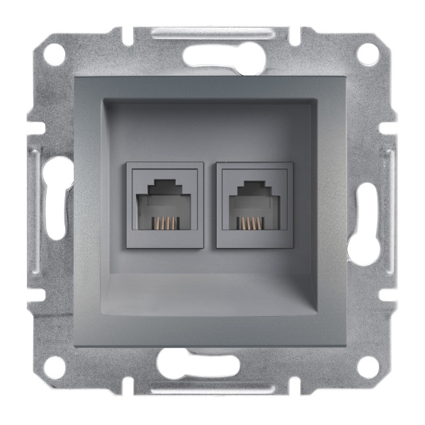Розетка телефонна RJ11 подвійна ASFORA сталь Schneider Electric (EPH4200162)