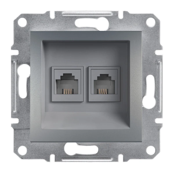 Розетка телефонна RJ11 подвійна ASFORA сталь Schneider Electric (EPH4200162)