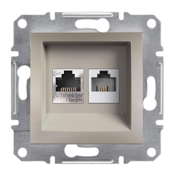 Розетка комп'ютерна RJ45 КАТ. 5Е та телефонної розетки RJ12 ASFORA бронза Schneider Electric (EPH4900169)