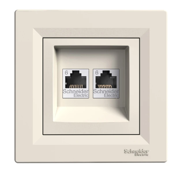 Розетка комп'ютерна RJ45 UTP КАТ.6 подвійна крем ASFORA Schneider Electric (EPH4800123)