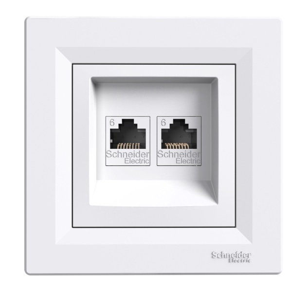 Розетка комп'ютерна RJ45 UTP КАТ.6 подвійна біла ASFORA Schneider Electric (EPH4800121)