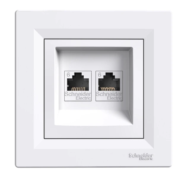 Розетка комп'ютерна RJ45 UTP КАТ.6 подвійна біла ASFORA Schneider Electric (EPH4800121)