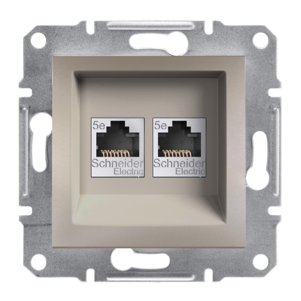 Розетка комп'ютерна RJ45 UTP КАТ. 5Е подвійна ASFORA бронза Schneider Electric (EPH4400169)