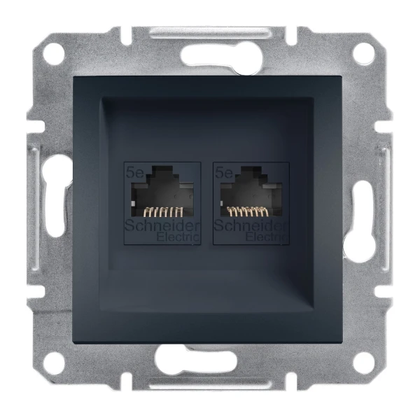 Розетка комп'ютерна RJ45 UTP КАТ. 5Е подвійна ASFORA антрацит Schneider Electric (EPH4400171)