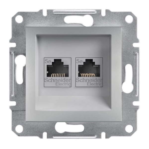 Розетка комп'ютерна RJ45 UTP КАТ. 5Е подвійна ASFORA алюміній Schneider Electric (EPH4400161)