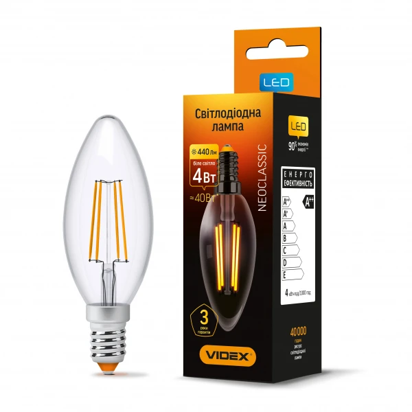 LED лампа VIDEX Filament C37F 4W E14 4100K