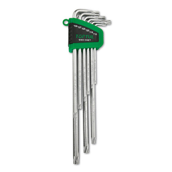 Набір ключів Г-обр. TORX T10-T50 9од. супердовгих з отвором (GAAL0919) TOPTUL GSN-09ET