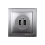 Розетка USB підвійна Enzo (срібний камінь)