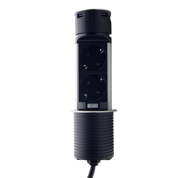 Портативна меблі настільна розетка (вертикальна) 2x16A, 2 USB (2.4A)