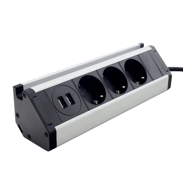 Портативна розетка меблів (кухонна кутова) 3 x16A, 2 USB (2.4A)