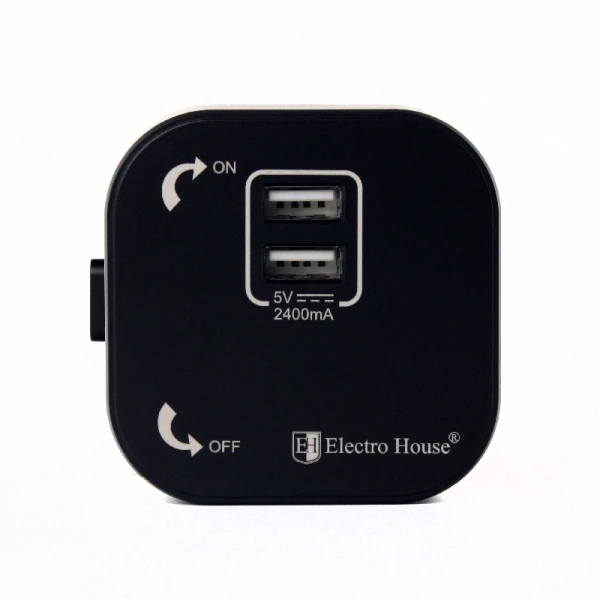 Підвійна USB розетка трекова (чорна)