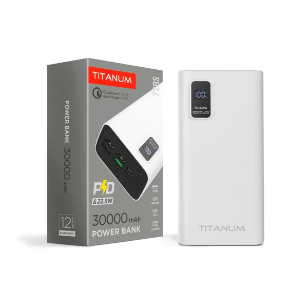 e56890a7-8c1c-11ed-8348-78e7d1920008.800x600.jpeg Повербанк TITANUM 728S 30000mAh 22.5W White - Зображення 1