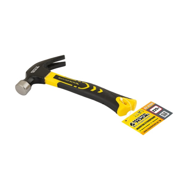 Молоток столярний MASTERTOOL 225 г HRC60 рукоятка фібергласова 160 мм 02-0706