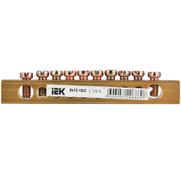 Шина PEN "земля-нуль" 8х12мм 10/2 10груп/креп по краяхIEK (YNN21-10-100)