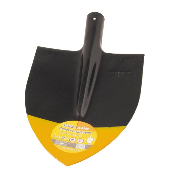 Лопата штикова MASTERTOOL 220х300х390 мм чорно-жовте фарбування 0.9 кг 14-6254