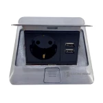 Розетка для підлоги врізна  Алюміній 16 А  + 2 USB 2,1 А IP44 - Зображення 2