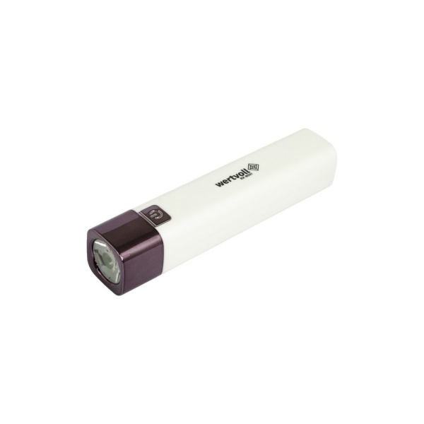 Ліхтар WERTVOLL 3 режими LED Li-ion 1200 mAh/t 7000 K/80 lum powerbank ABS 122х25 мм WHITE RX-8001