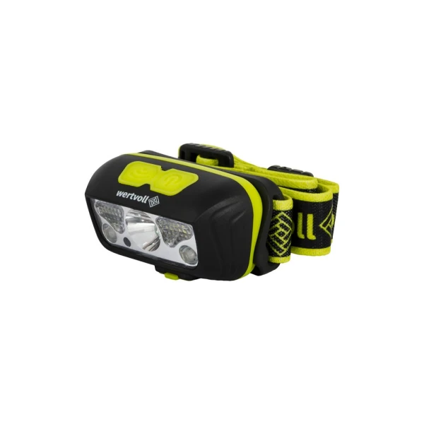 Ліхтар налобний WERTVOLL 7 режимів СREE LED/2xSMD LED/2xRED LED IP44 Li-pol 1200 mAh/t 7000 K/130 lum ABS 57х34х32мм RX-8014