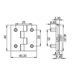 Петля дверна шарнірна RZ 424-V3, 40х40 мм - Зображення 3