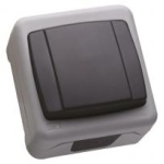 Вимикач 1-клавішний прохідний Makel Nemliyer Plus IP55 сірий 36064005
